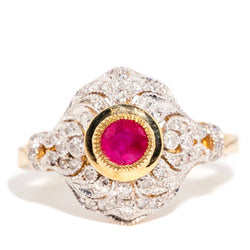 Virginia Ruby & Diamond Cluster Ring 9ct Gold* DRAFT Rings Imperial Jewellery Imperial Jewellery - Hamilton 
