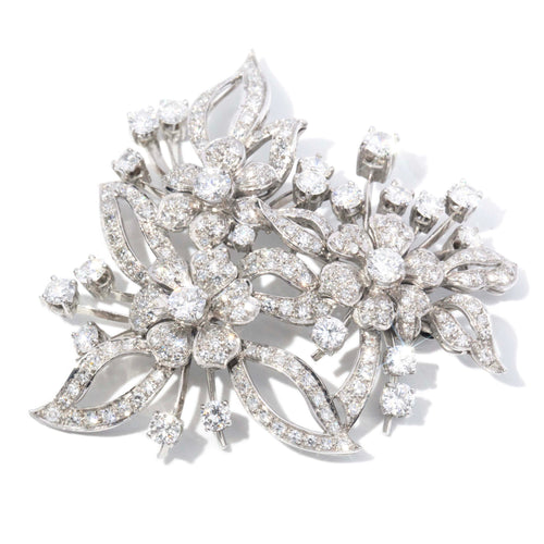 Vivienne Art Deco Diamond Floral Brooch 14K White Gold