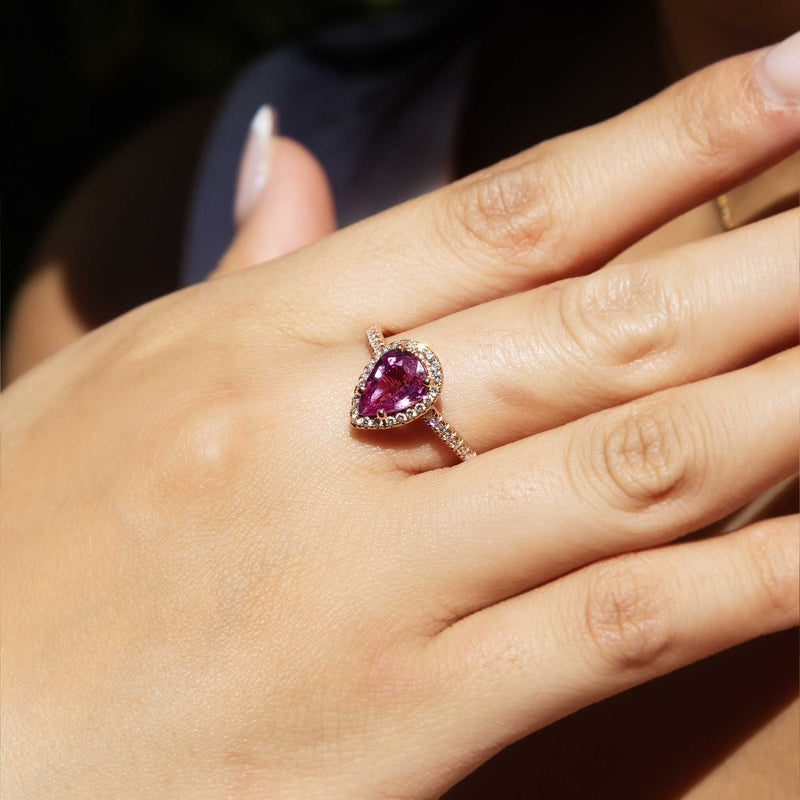 Wanda 1.21 Carat Pink Sapphire & Diamond Ring 14ct Rose Gold Rings Imperial Jewellery 