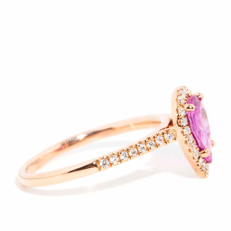 Wanda 1.21 Carat Pink Sapphire & Diamond Ring 14ct Rose Gold Rings Imperial Jewellery 