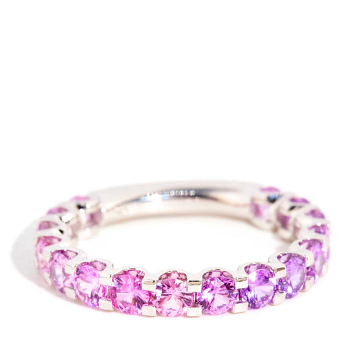 Wild Violet Pink & Purple Sapphire Ombre Ring 18K White Gold