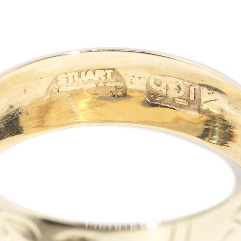 Vintage Circa 1960s Hand Engraved Band 9 Carat Yellow Gold