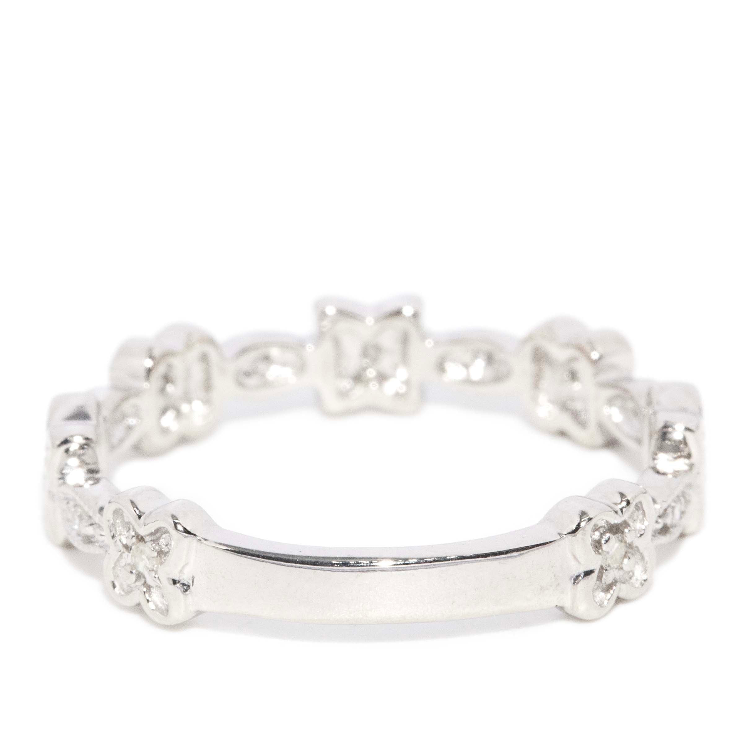 Winifred Diamond Flower Band 9ct White Gold Rings Imperial Jewellery 