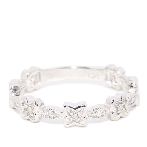 Winifred Diamond Marquise & Flower Band 9K White Gold