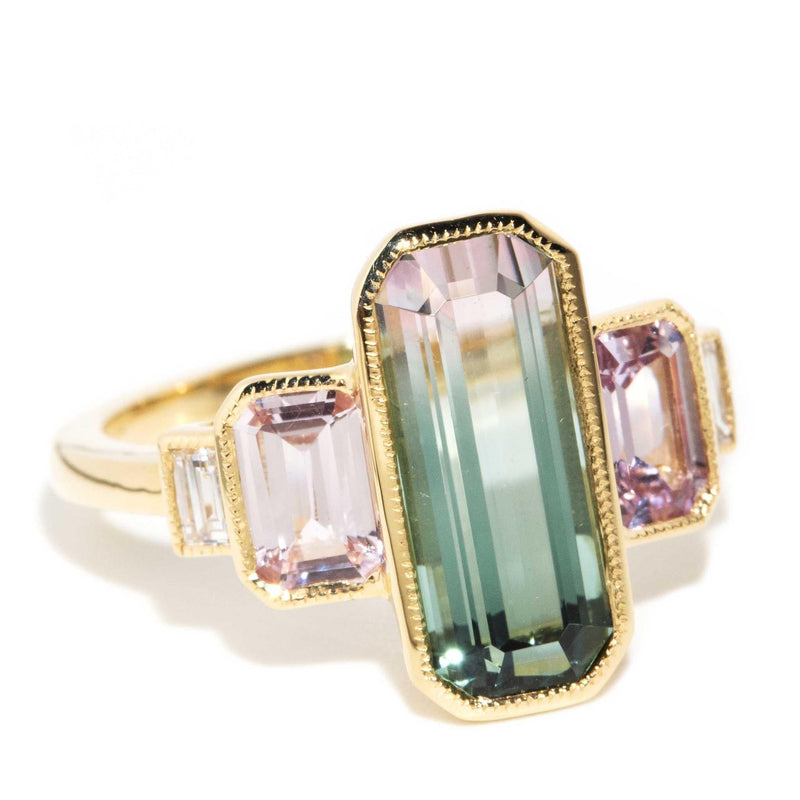 Winona 3.29ct Watermelon Tourmaline Sapphire Diamond Ring 18ct