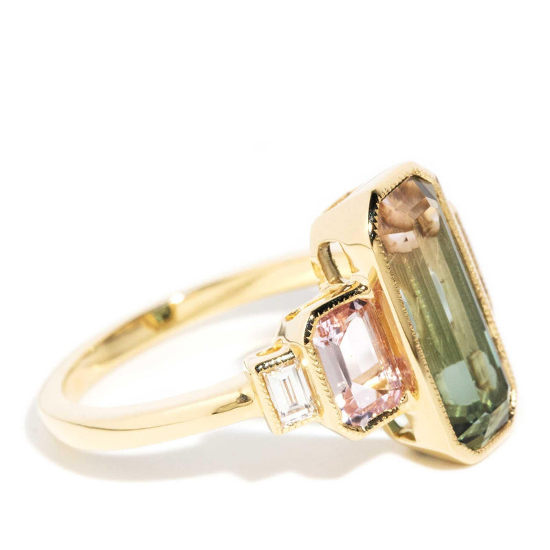 Winona 3.29ct Watermelon Tourmaline Sapphire Diamond Ring 18ct