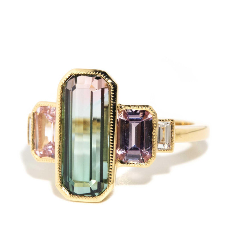 Winona 3.29ct Watermelon Tourmaline Sapphire Diamond Ring 18ct