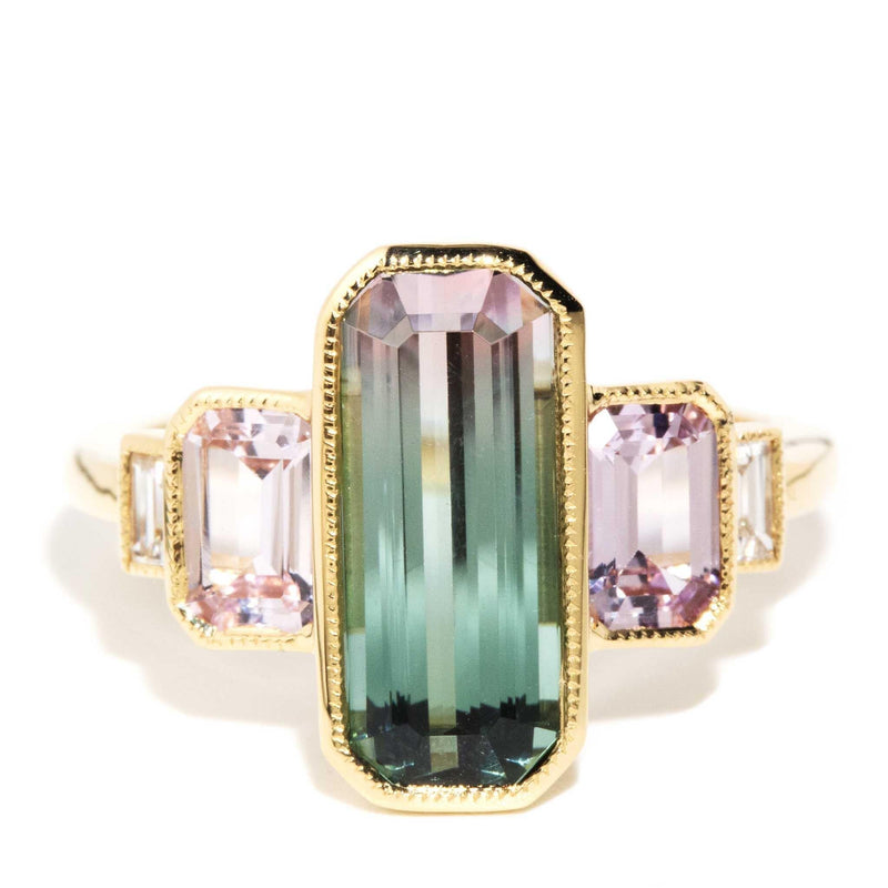 Winona 3.29ct Watermelon Tourmaline Sapphire Diamond Ring 18ct