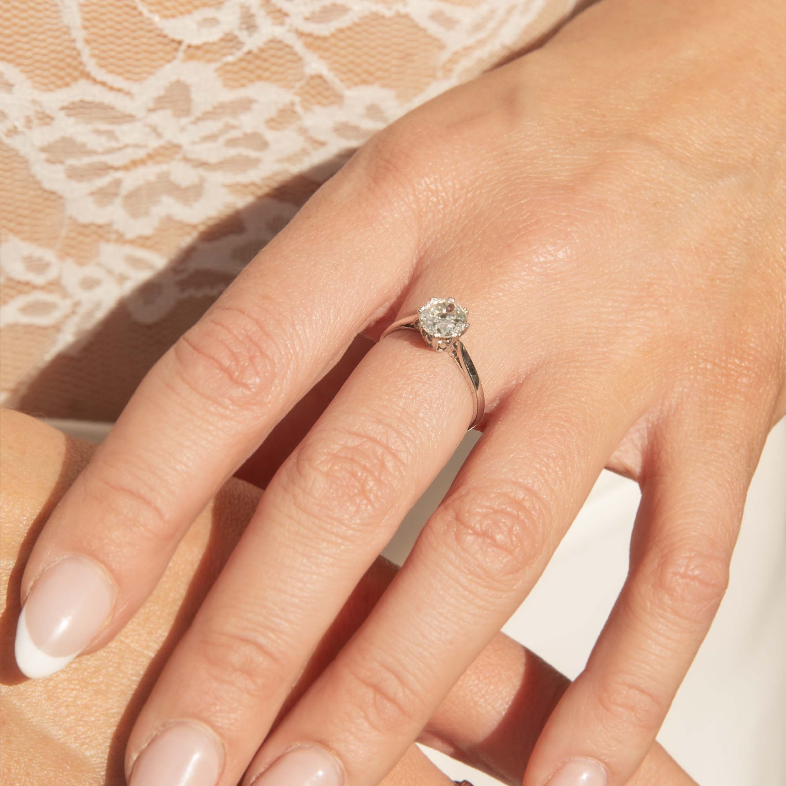 Wren Reinvented Old Cut Diamond Solitaire Ring 18ct White Gold Rings Imperial Jewellery 