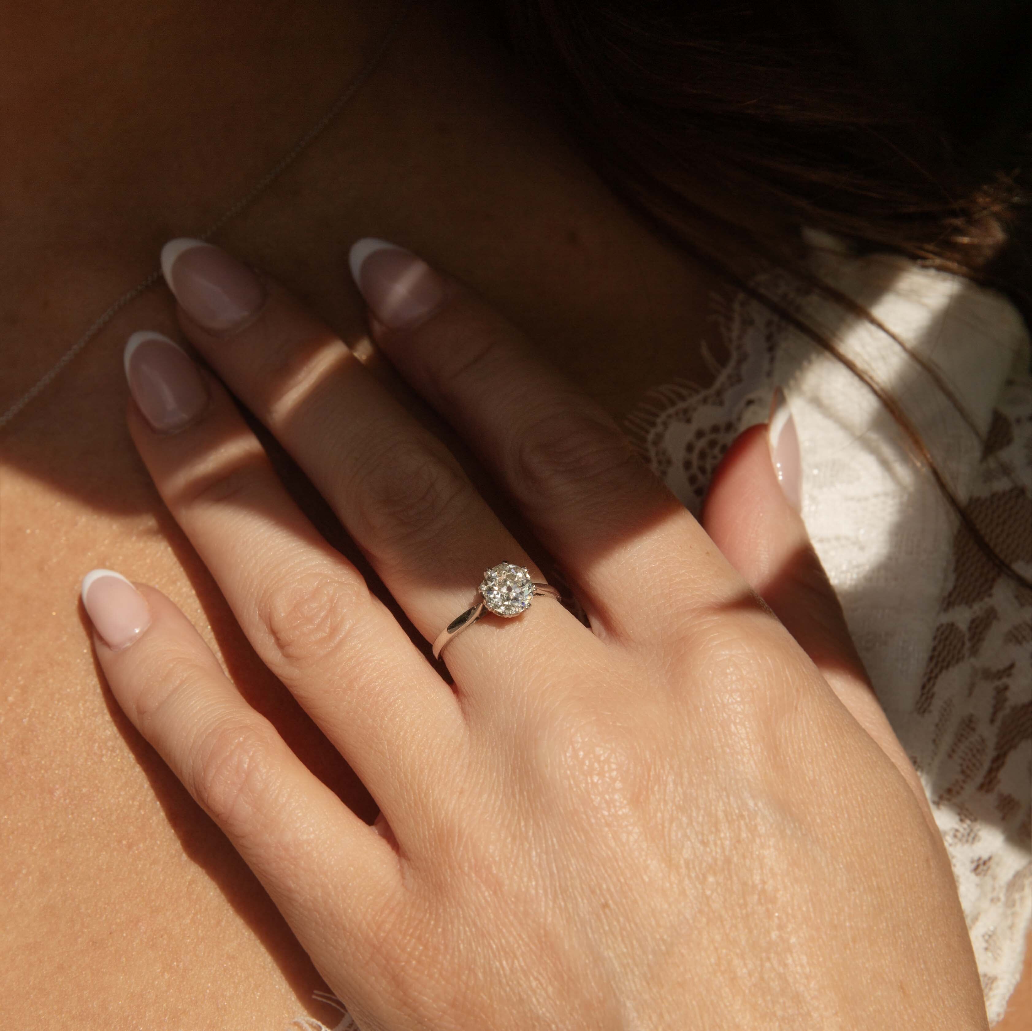 Wren Reinvented Old Cut Diamond Solitaire Ring 18ct White Gold Rings Imperial Jewellery 