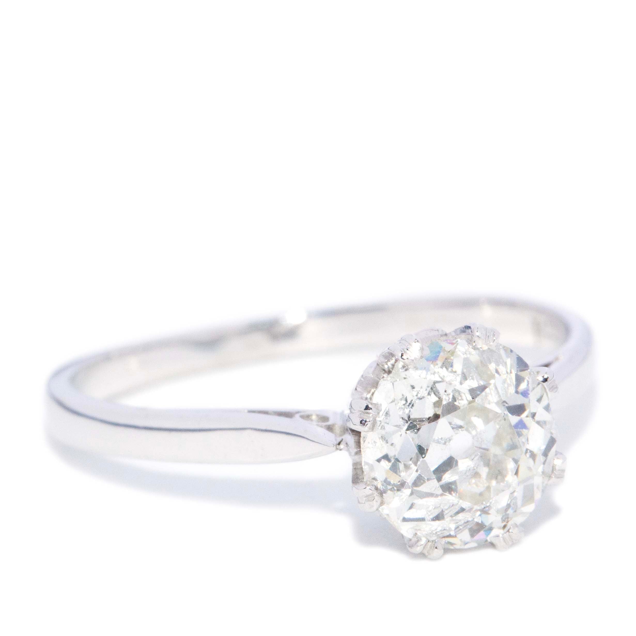 Wren Reinvented Old Cut Diamond Solitaire Ring 18ct White Gold Rings Imperial Jewellery 