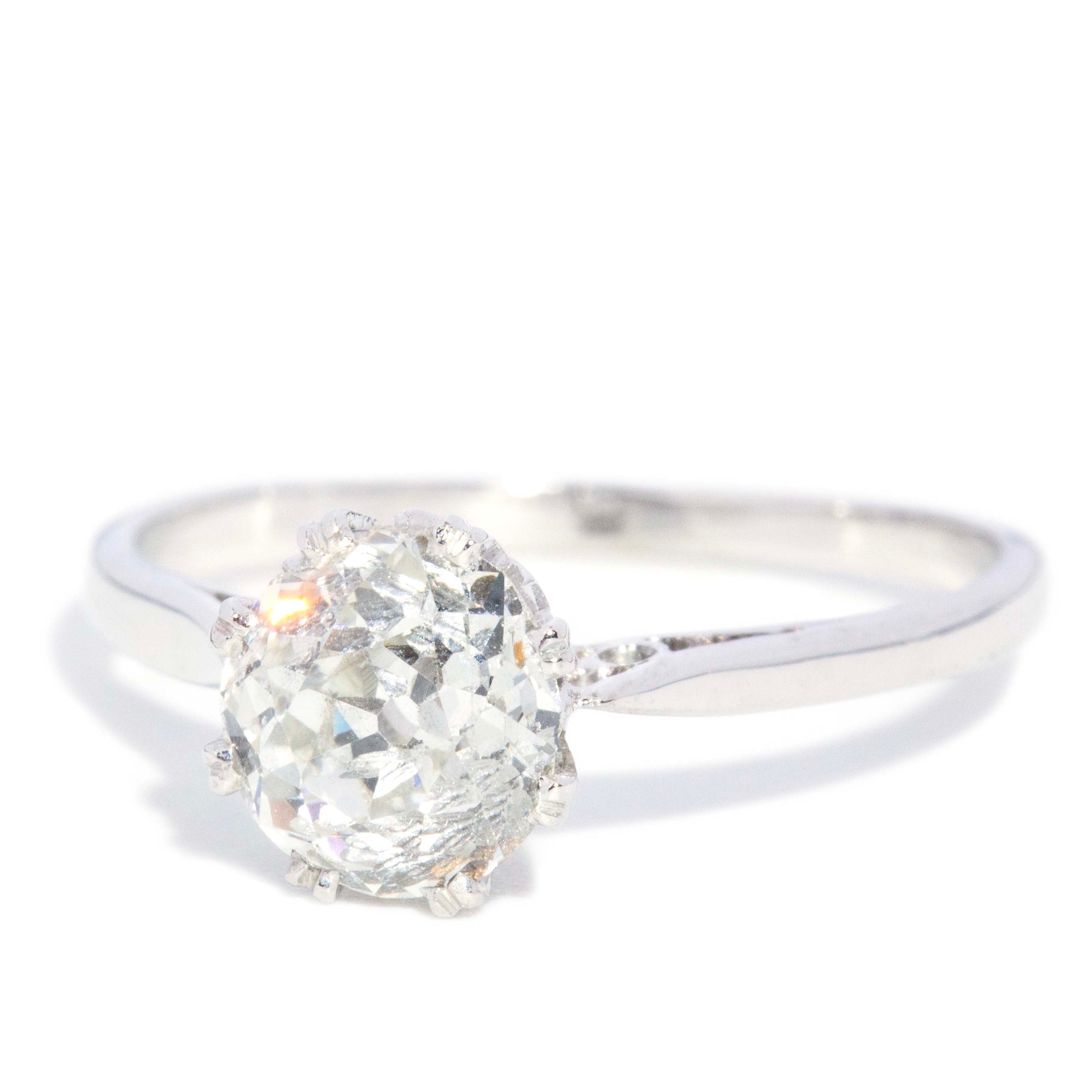 Wren Reinvented Old Cut Diamond Solitaire Ring 18ct White Gold Rings Imperial Jewellery 