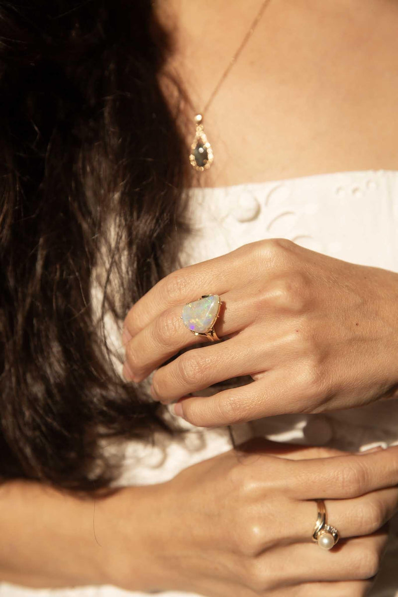 Xanthe 1980s Pearl & Diamond Cluster Ring 9ct