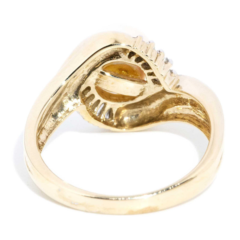 Xanthe 1980s Pearl & Diamond Cluster Ring 9ct