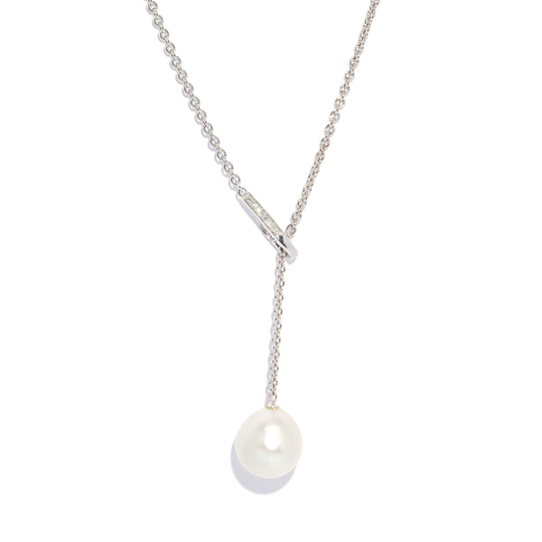 Yara Pearl & Diamond Adjustable Necklet 18ct White Gold Pendants/Necklaces Imperial Jewellery 