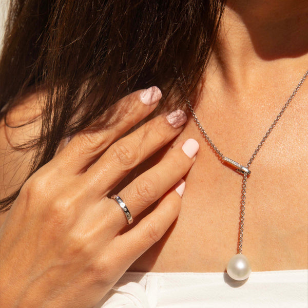 Yara Pearl & Diamond Adjustable Necklet 18ct White Gold Pendants/Necklaces Imperial Jewellery 