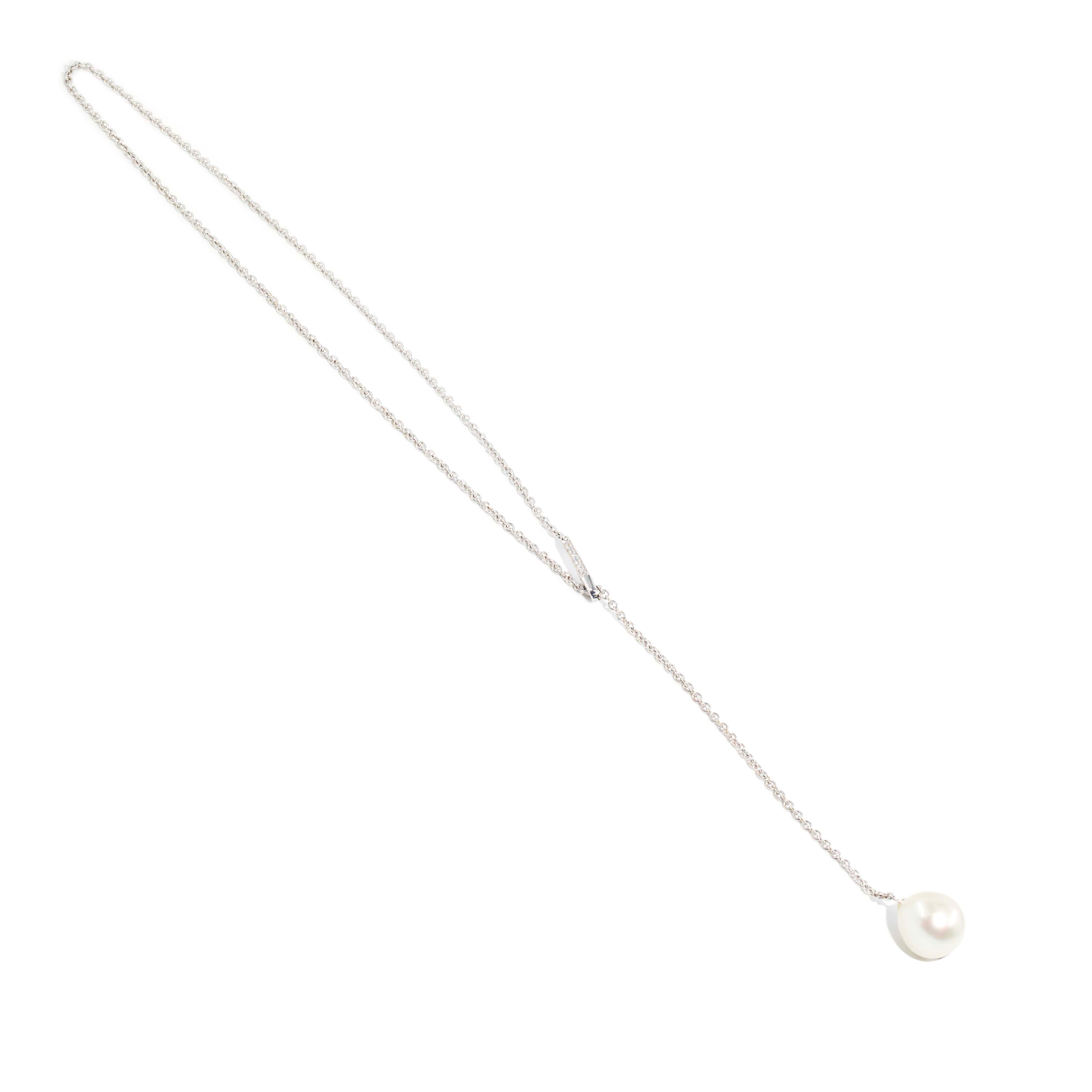 Yara Pearl & Diamond Adjustable Necklet 18ct White Gold Pendants/Necklaces Imperial Jewellery 
