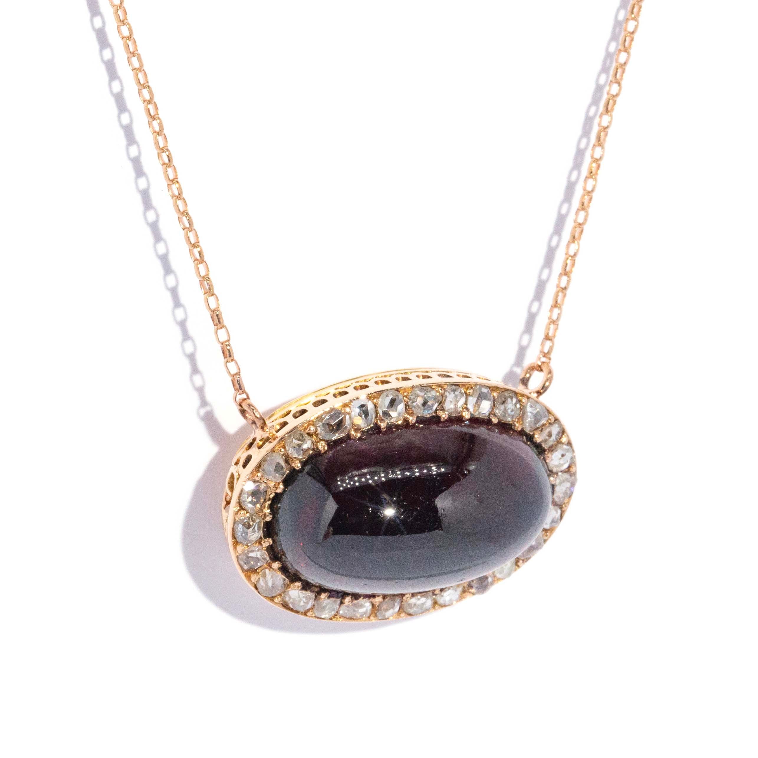 Yasmine Reinvented Garnet & Diamond Pendant 14ct Rose Gold 10ct Chain Pendants/Necklaces Imperial Jewellery 