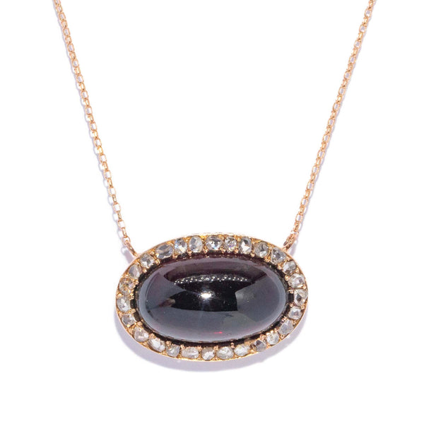 Yasmine Reinvented Garnet & Diamond Pendant 14ct Rose Gold 10ct Chain Pendants/Necklaces Imperial Jewellery 