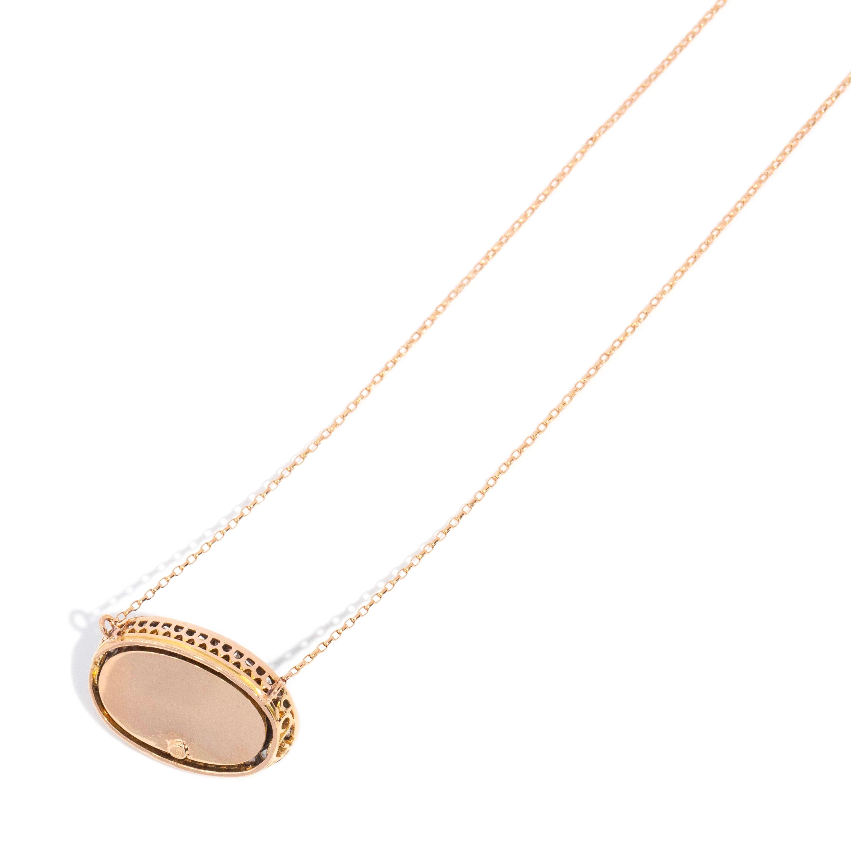 Yasmine Reinvented Garnet & Diamond Pendant 14ct Rose Gold 10ct Chain Pendants/Necklaces Imperial Jewellery 