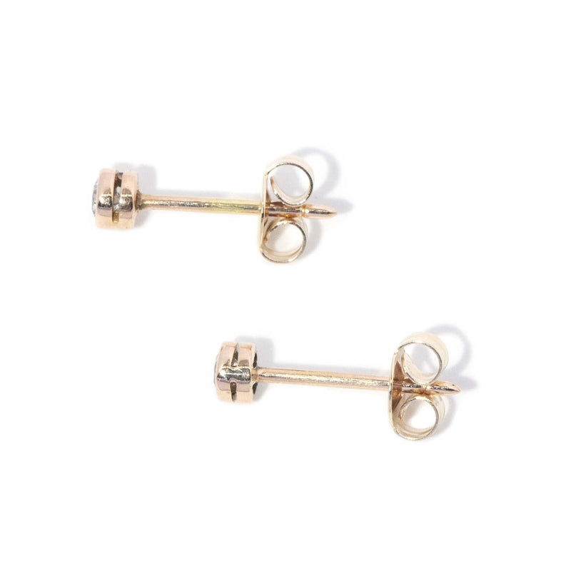 Vintage Circa 1970s Diamond Solitaire Studs 14 Carat Gold