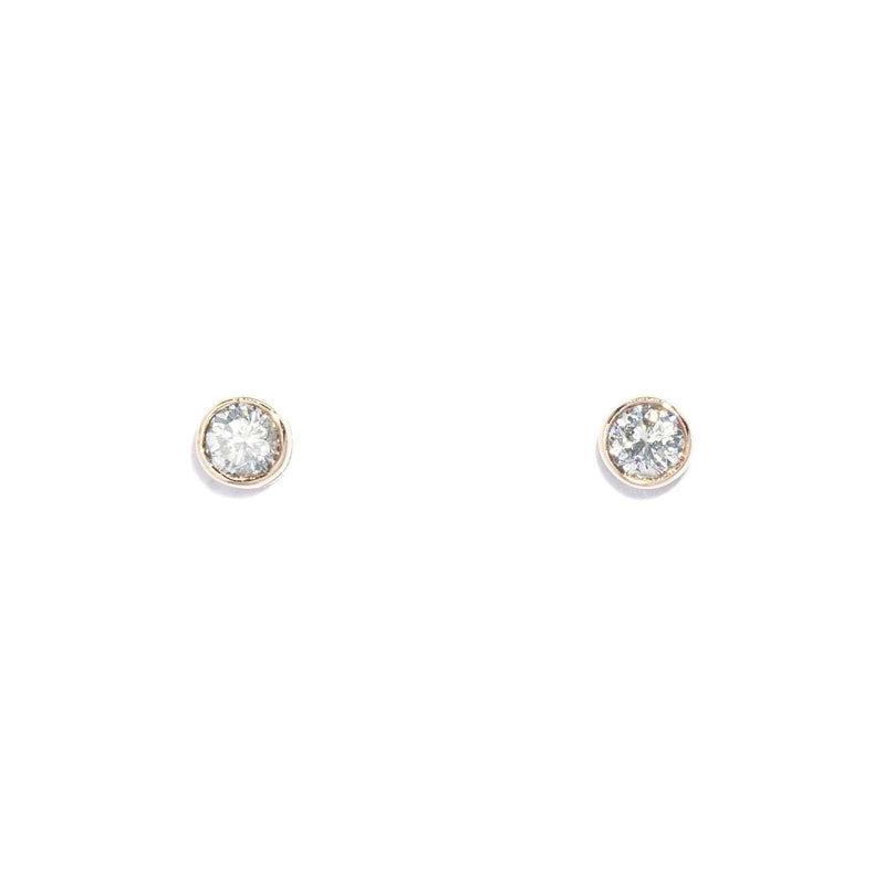 Vintage Circa 1970s Diamond Solitaire Studs 14 Carat Gold