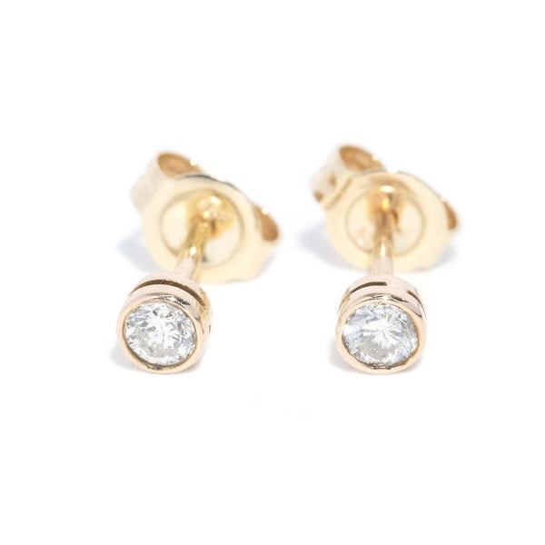 Vintage Circa 1970s Diamond Solitaire Studs 14 Carat Gold