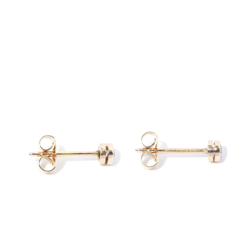 Vintage Circa 1970s Diamond Solitaire Studs 14 Carat Gold