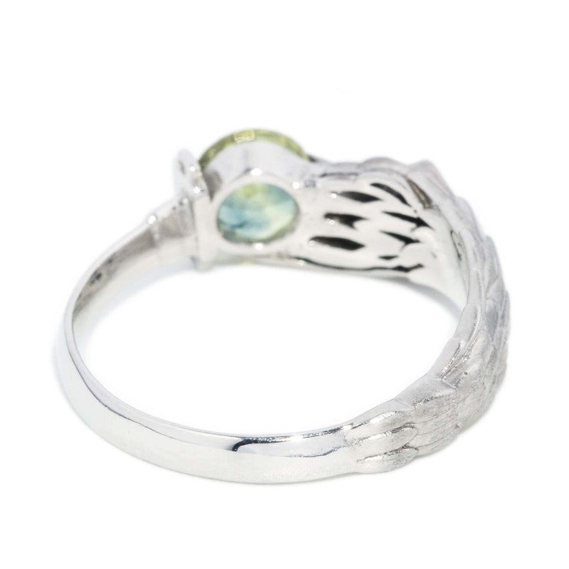 Vintage Circa 1990s Yellow & Blue Parti Sapphire Ring in Platinum