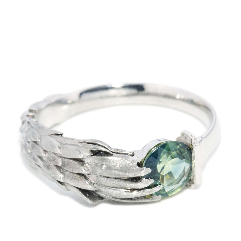 Vintage Circa 1990s Yellow & Blue Parti Sapphire Ring in Platinum