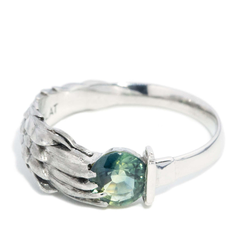 Vintage Circa 1990s Yellow & Blue Parti Sapphire Ring in Platinum