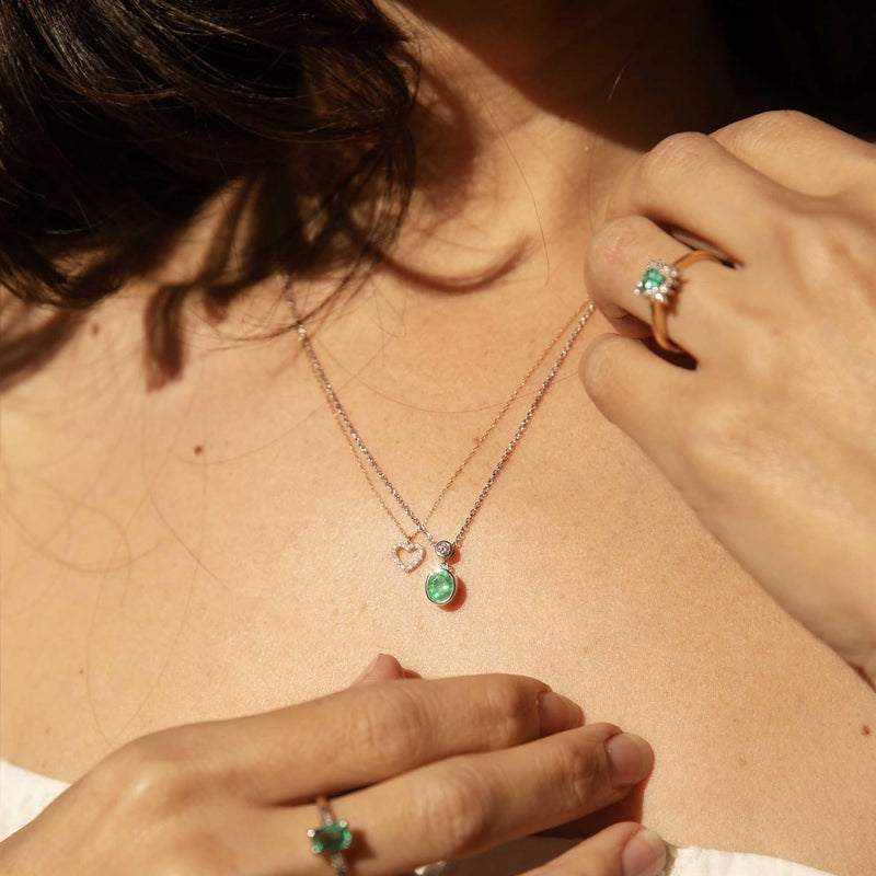 Zen 1960s Emerald & Diamond Ring 18ct