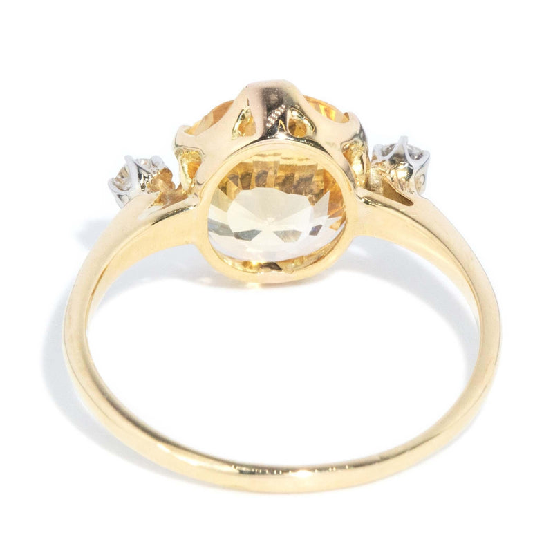 Vintage Circa 1950s Yellow Sapphire & Diamond Ring 18 Carat Gold