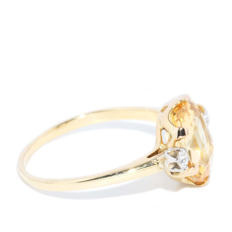 Vintage Circa 1950s Yellow Sapphire & Diamond Ring 18 Carat Gold