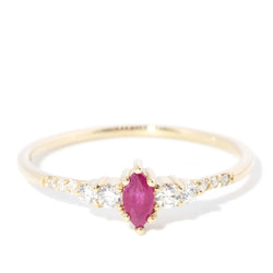 Contemporary Ruby & Diamond Ring 14 Carat Yellow Gold