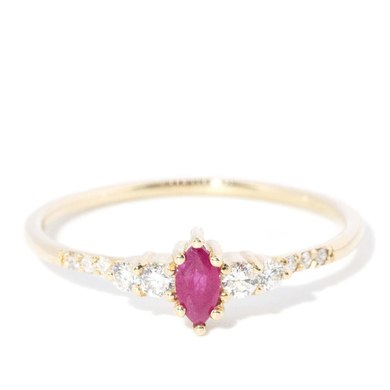 Contemporary Ruby & Diamond Ring 14 Carat Yellow Gold