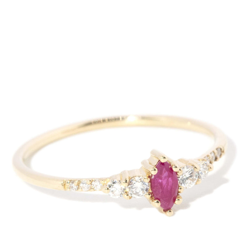 Contemporary Ruby & Diamond Ring 14 Carat Yellow Gold