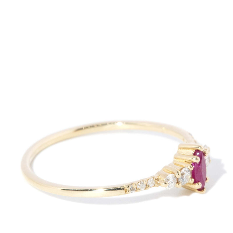 Contemporary Ruby & Diamond Ring 14 Carat Yellow Gold