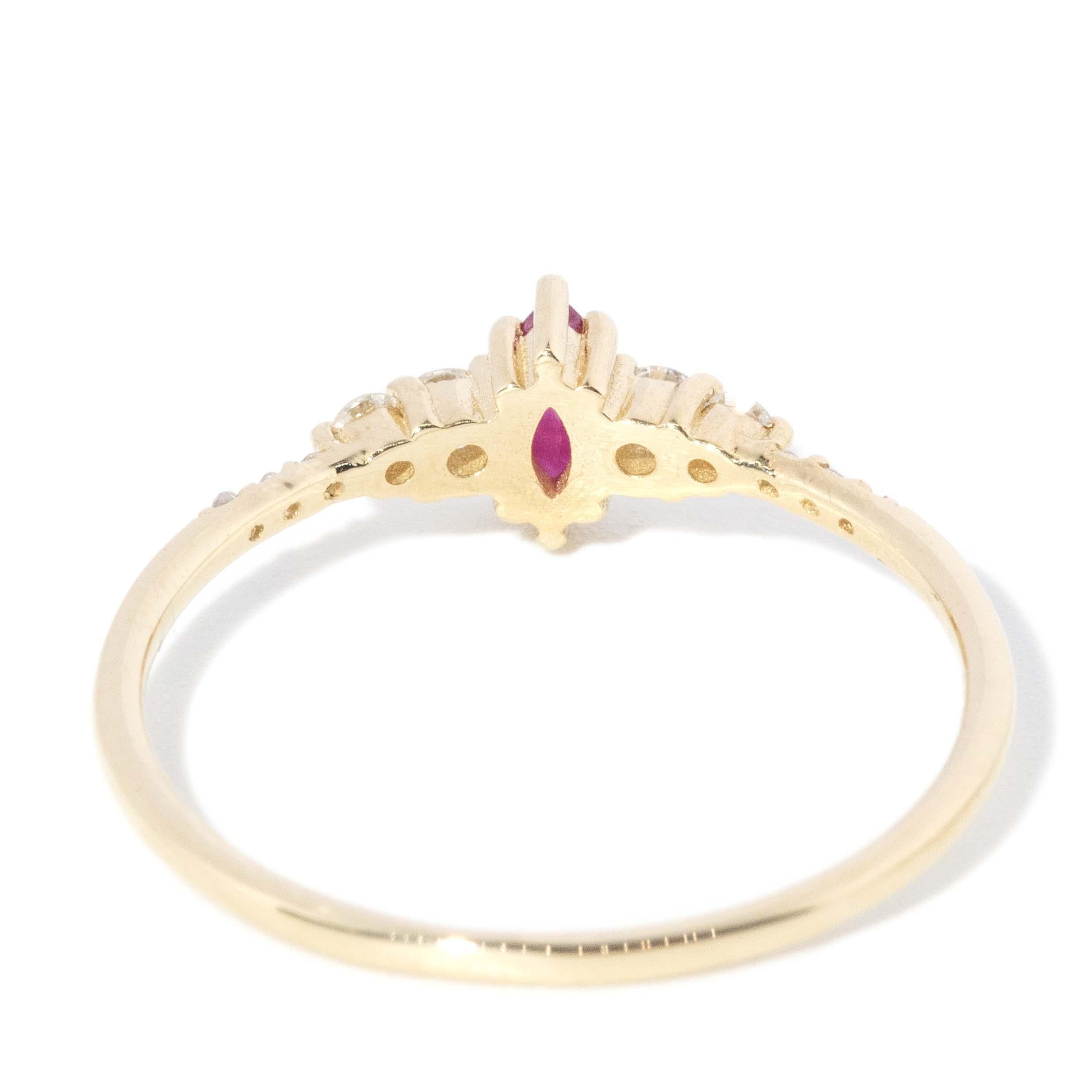 Contemporary Ruby & Diamond Ring 14 Carat Yellow Gold
