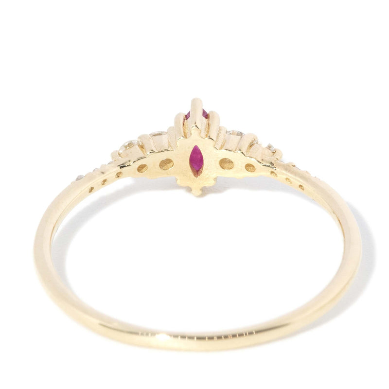 Contemporary Ruby & Diamond Ring 14 Carat Yellow Gold