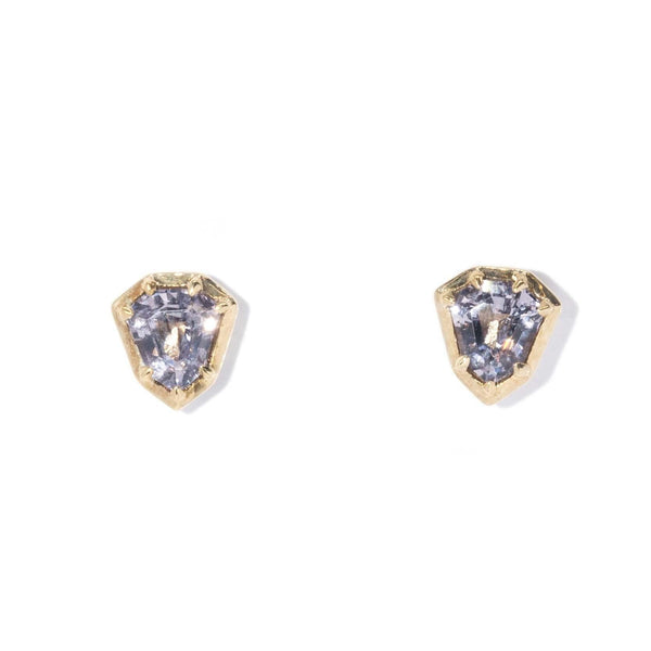 Contemporary Shield Cut Purple Spinel Studs 9 Carat Gold