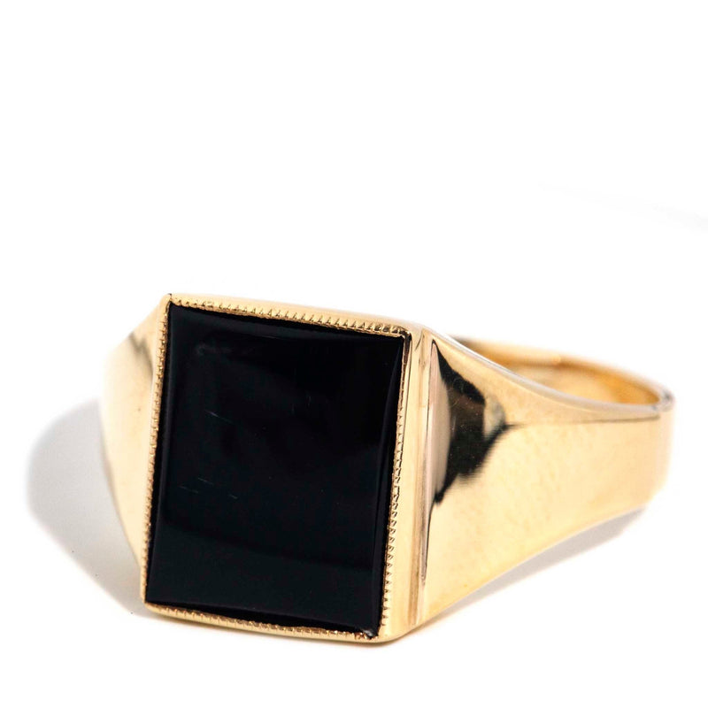 Zoya 1970s Buff Top Onyx Ring 9ct Gold* DRAFT Rings Imperial Jewellery 
