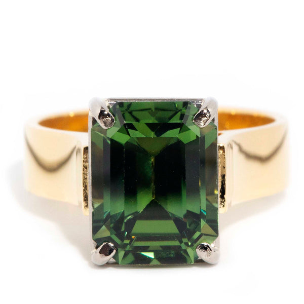 Adrianna Circa 1970s Emerald Cut Green Sapphire Solitaire Ring* OB Rings Imperial Jewellery Imperial Jewellery - Hamilton 