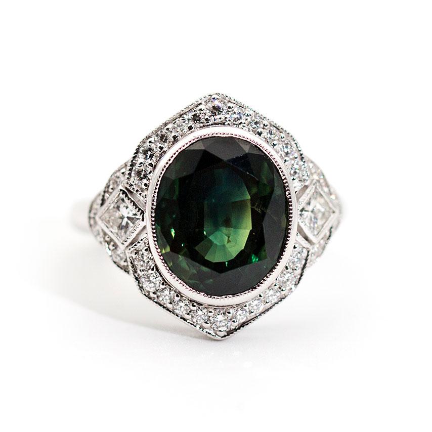 Agnes Green Sapphire and Diamond Ring Ring Imperial Jewellery - Auctions, Antique, Vintage & Estate 