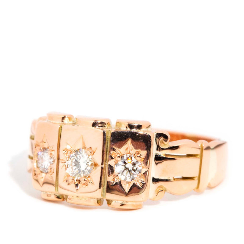 Aimon 1960s Star Set Diamond Trilogy Ring 9ct Rose Gold* SIZE Rings Imperial Jewellery 