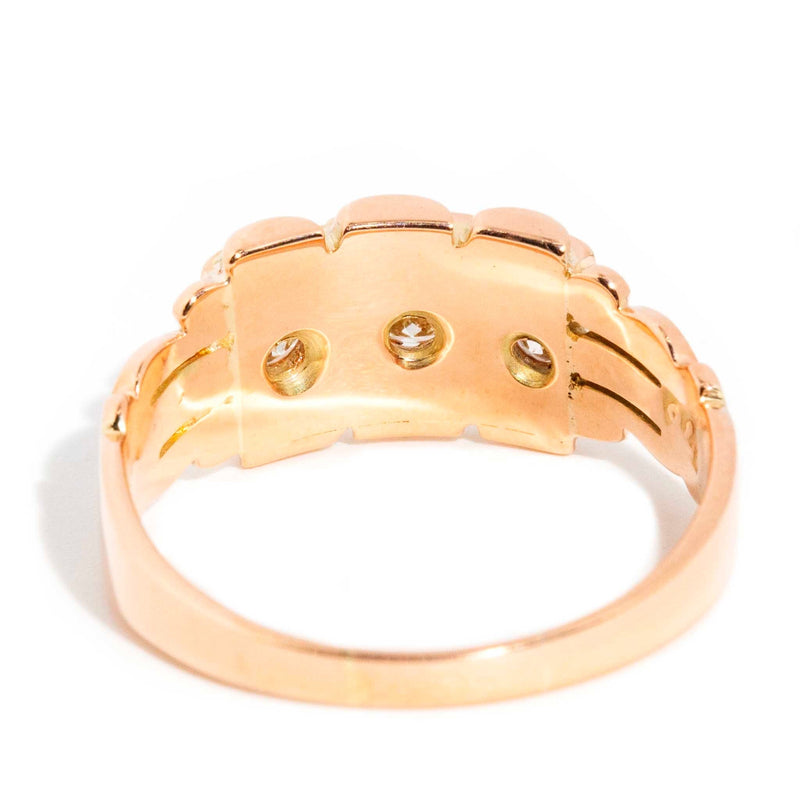 Aimon 1960s Star Set Diamond Trilogy Ring 9ct Rose Gold* SIZE Rings Imperial Jewellery 
