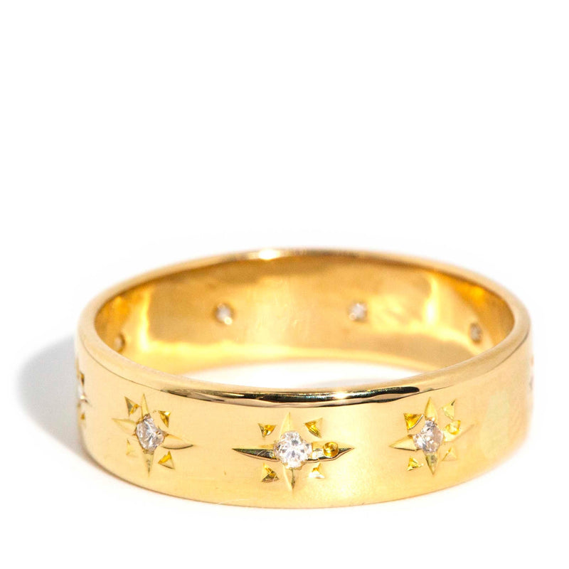 Akira 1960s Star Set Diamond Band 18ct Gold* DRAFT Rings Imperial Jewellery 