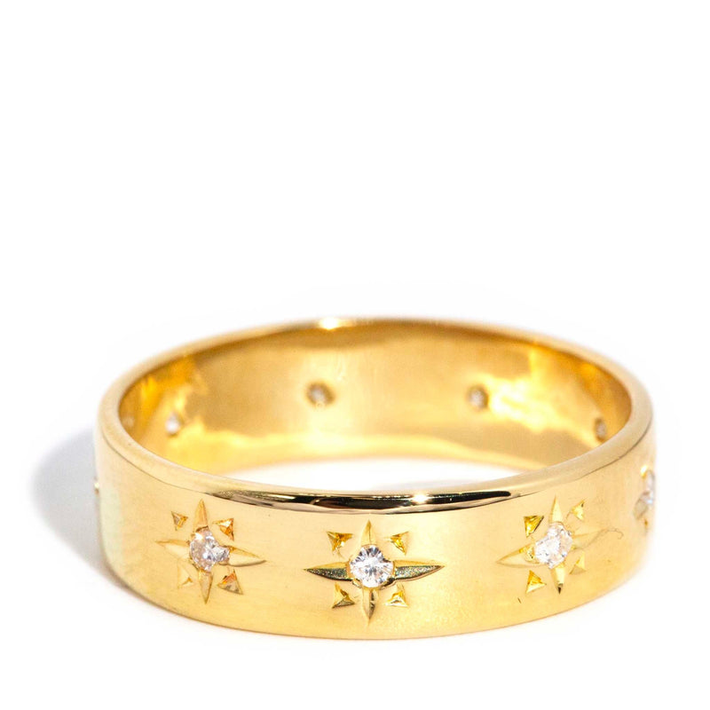 Akira 1960s Star Set Diamond Band 18ct Gold* DRAFT Rings Imperial Jewellery 
