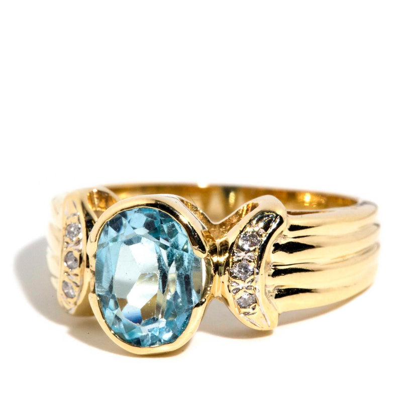 Alana 1980s Topaz & Diamond Ring 9ct Gold Rings Imperial Jewellery 