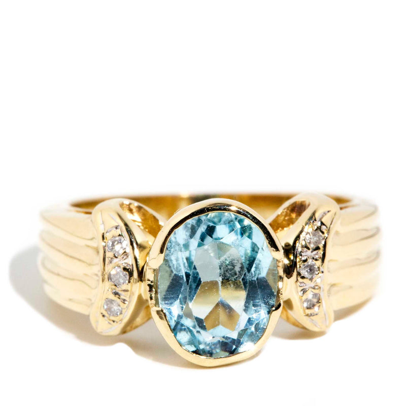 Alana 1980s Topaz & Diamond Ring 9ct Gold Rings Imperial Jewellery Imperial Jewellery - Hamilton 